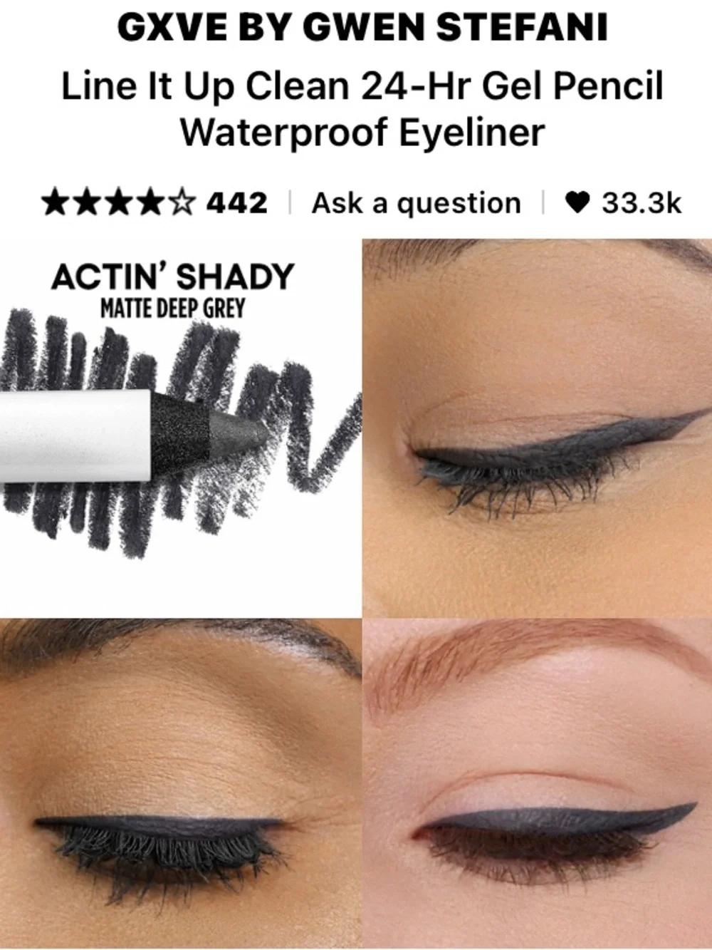 GXVE by Gwen Stefani Line it Up Waterproof Eyeliner Pencil in Actin’ Shady NEW!
